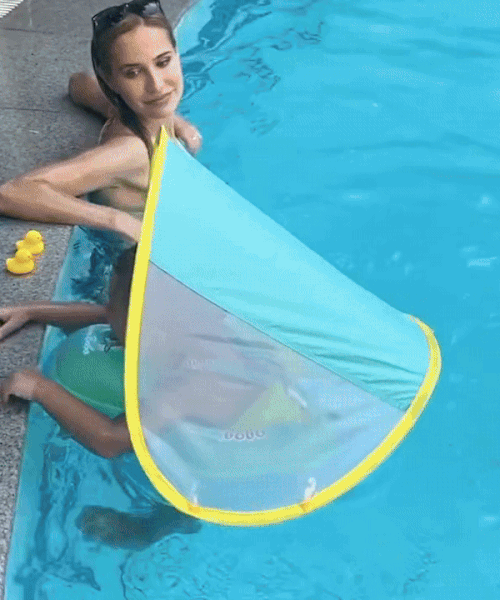 Baby Inflatable Swimming Ring with Sunshade & Anti-Rollover Wings - Safe & Fun Water Play