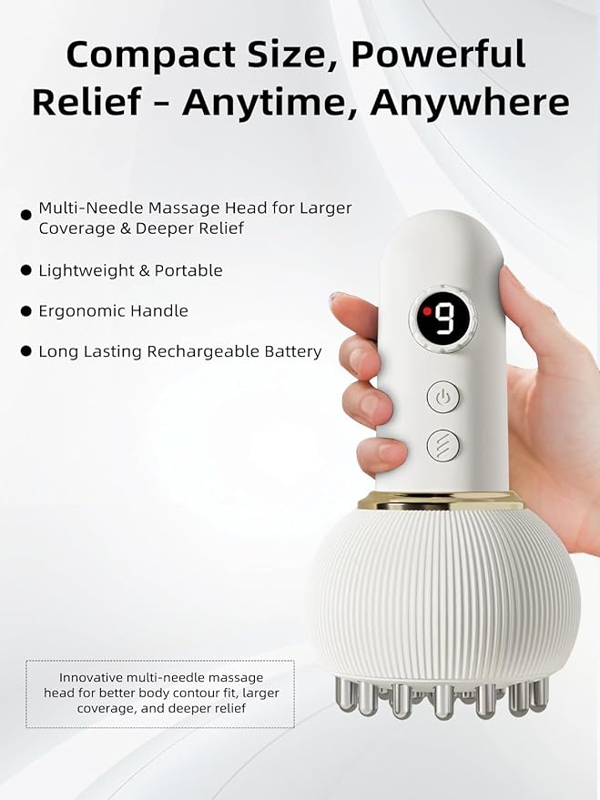 Smart Handheld Electric Massager - Rechargeable, Multi-Speed for Scalp, Stress & Muscle Relief