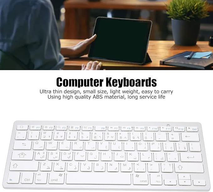 Portable Wireless Bluetooth Keyboard – Slim, Energy-Efficient & Compatible with Tablets, Phones & PCs
