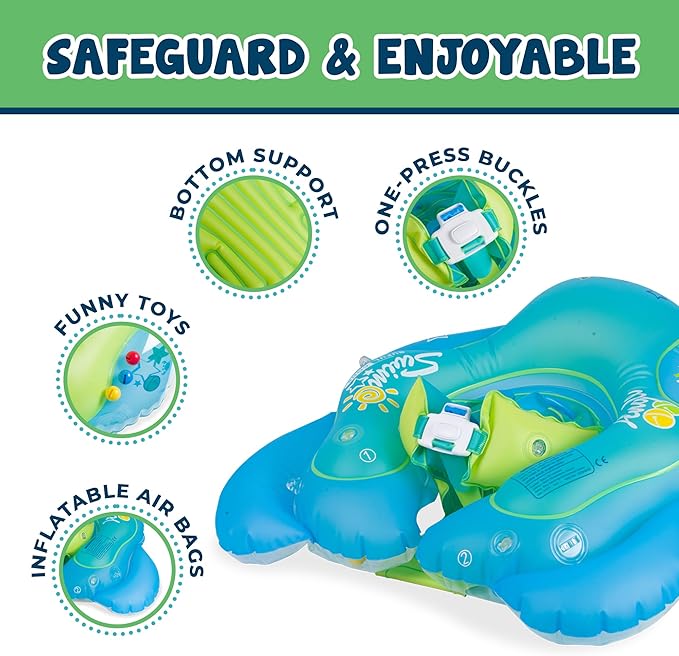 Baby Inflatable Swimming Ring with Sunshade & Anti-Rollover Wings - Safe & Fun Water Play