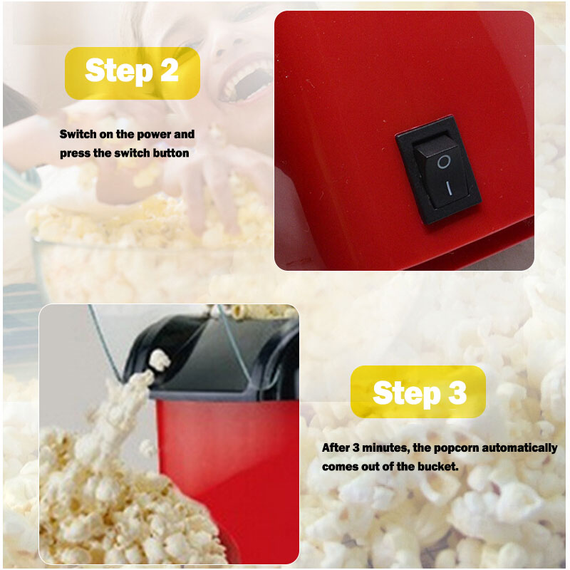 Electric Popcorn Popper Maker Machine for Home - Red