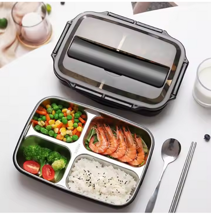 Durable Stainless Steel Leak-Proof Lunch Box with Multiple Compartments - Eco-Friendly & Dishwasher Safe for On-the-Go Meals