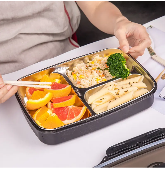Durable Stainless Steel Leak-Proof Lunch Box with Multiple Compartments - Eco-Friendly & Dishwasher Safe for On-the-Go Meals
