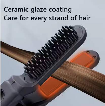 Wireless Hair Straightening Comb Cordless, Rechargeable & Portable Styling Tool with LCD Display