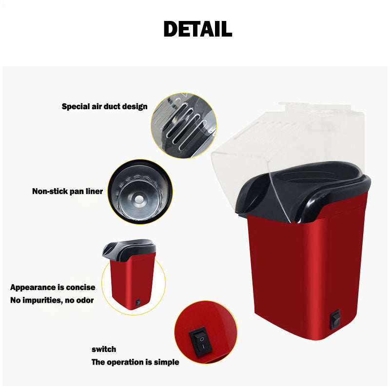Electric Popcorn Popper Maker Machine for Home - Red