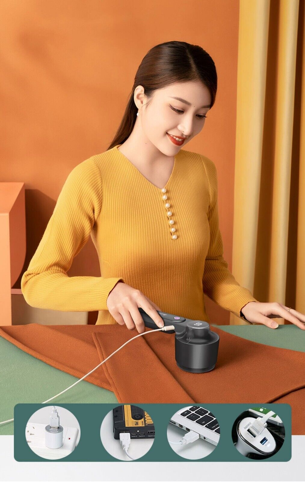 Lint Remover with 6-Blade Motor, 1 Gear Speed, 500mAh Battery, 45 Minutes Working Time, LED Indicator, 3W Power, 30mL Lint Container, Safety Protection, Travel-Friendly